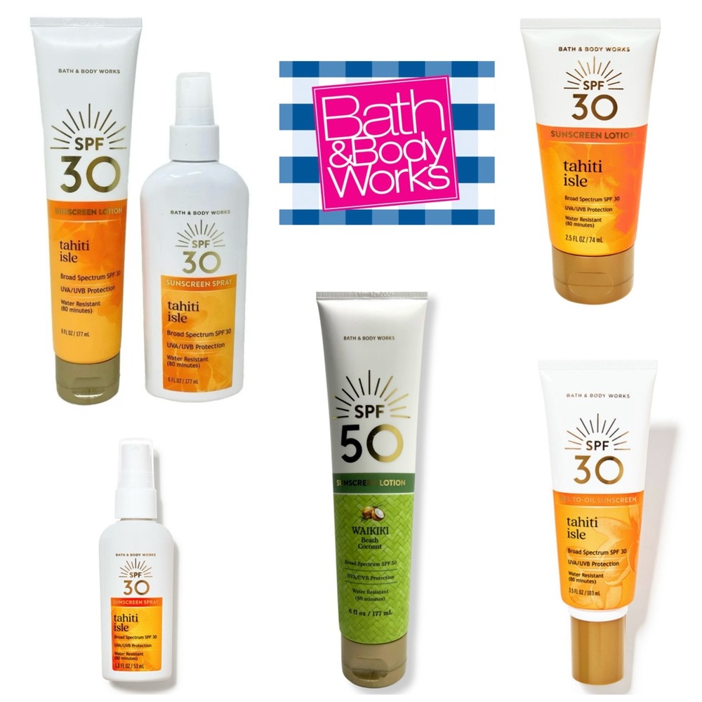 Bath & Body Works. 8 Piece Sunscreen Set: 3 Lotions, 4 Sprays & 1 Gel to Oil.
